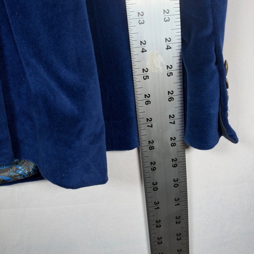 Tallia Mens Royal Blue Velvet Blazer Sport Coat 42L 2-Button Dinner Jacket (44L) - Picture 10 of 11